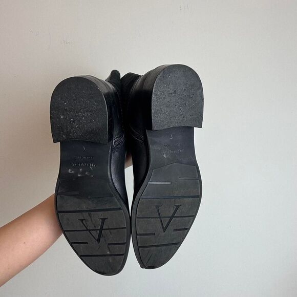 Aquatalia Y2K Black Leather and Fabric Riding Boots Made in Italy - Picture 4 of 7